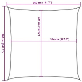 Πανί Σκίασης Τετράγωνο Λευκό 3,6 x 3,6 μ. από HDPE - Λευκό