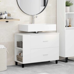 vidaXL Έπιπλο μπάνιου Λευκό 80 x 35 x 60 cm Επεξεργασμένο Ξύλο