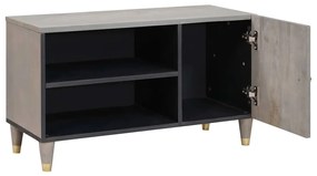 vidaXL Ντουλάπι TV Γκρι και Χρυσό 80 x 31.5 x 46 cm Μασίφ ξύλο μάνγκο