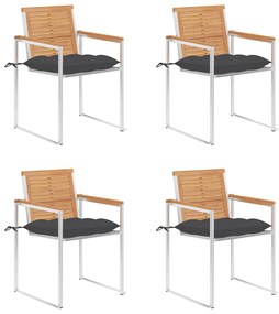 vidaXL Καρέκλες Κήπου 4 τεμ. από Μασίφ Ξύλο Teak με Μαξιλάρια