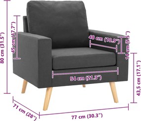 vidaXL Πολυθρόνα Σκούρο Γκρι Υφασμάτινη