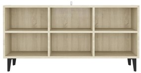 vidaXL Έπιπλο Τηλεόρασης Καπνιστή Δρυς 103,5x30x50 εκ Μεταλλικά Πόδια