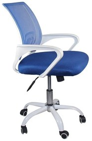 BF2101-SW Πολυθρόνα Γραφείου με Ανάκλιση Άσπρο - Mesh Μπλε