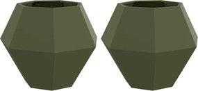 vidaXL Γλάστρα 2 pcs Ελιά Πράσινη 75 x 75 x 60 εκ Ατσάλι