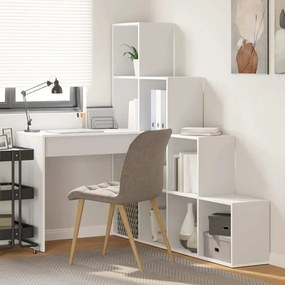 vidaXL Γωνιακό γραφείο με ράφι Λευκό 101.5 x 149.5 x 149.5 εκ.