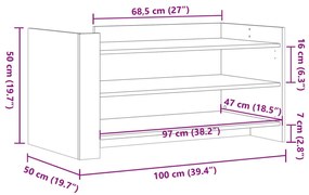 Τραπεζάκι Σαλονιού Καφέ Δρυς 100x50x50 εκ. Επεξεργασμένο Ξύλο - Καφέ