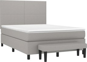 vidaXL Κρεβάτι Boxspring με Στρώμα Ανοιχτό Γκρι 140x200 εκ. Υφασμάτινο