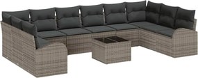 vidaXL Σετ Καναπέ με μαξιλάρι 11 pcs Γκρι Πολυρατάν