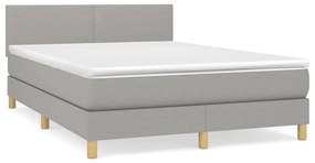 Κρεβάτι Boxspring με Στρώμα Ανοιχτό Γκρι 140x200 εκ. Υφασμάτινο - Γκρι