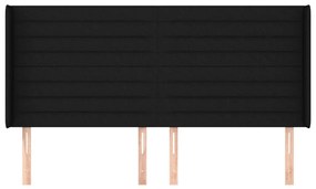 Κεφαλάρι με Πτερύγια Μαύρο 163x16x118/128 εκ. Υφασμάτινο - Μαύρο