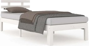 vidaXL Πλαίσιο Κρεβατιού Λευκό 90 x 190 εκ. Μασίφ Ξύλο Single