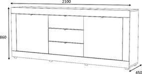 Μπουφές Ocean Megapap χρώμα φυσικό οξιάς 210x45x86εκ.