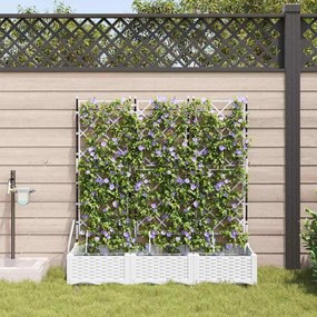 vidaXL Γλάστρα Κήπου 3 τμχ. Λευκό 120 x 40 x 126 cm PP