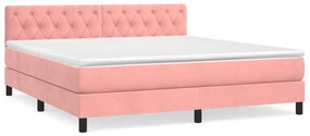 vidaXL Κρεβάτι Boxspring με Στρώμα Ροζ 160x200 εκ. Βελούδινο