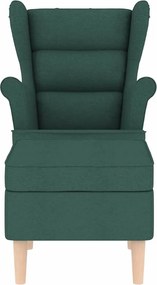 vidaXL Μπερζέρα Σκούρο Πράσινο Υφασμάτινη με Υποπόδιο