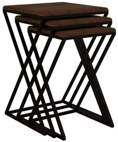 Ζιγκόν Z (Σετ 3Τμχ) 835PUQ5023 40x40x60,8/36x36x56,3/32x32x51,8cm Walnut