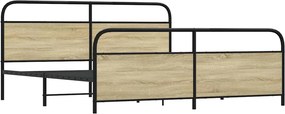 vidaXL Σκελετός Κρεβ. Χωρίς Στρώμα Sonoma Δρυς 193x203 εκ. Μεταλλικό
