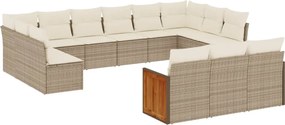 vidaXL Σετ Καναπέ Κήπου 13τεμ Μπεζ Συνθ. Ρατάν με Μαξιλάρια
