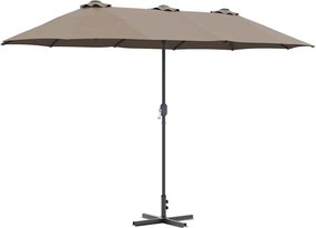 vidaXL Ομπρέλα Κήπου Taupe 370 x 197 x 239 εκ.