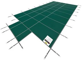 VEVOR Pool Safety Cover Fits 18x36ft Rectangle Inground Pools, Safety Pool Cover with 4x10ft Center End Step, Mesh Solid Pool Cover with Drainage Holes for Swimming Pool, Winter Safety Cover, Green