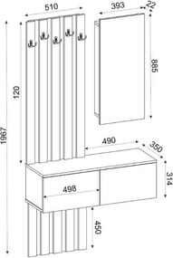 Έπιπλο εισόδου Kanso Megapap χρώμα λευκό 100x35x196,7εκ.