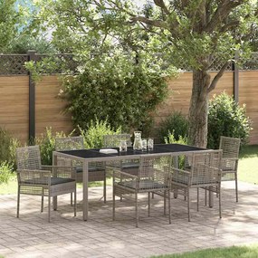 vidaXL Σέτ φαγητού για κήπο 7 pcs Γκρι συνθετικό ρατάν
