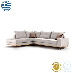 Γωνιακός καναπές δεξιά γωνία Luxury II pakoworld ύφασμα cream-mocha 290x235x95εκ