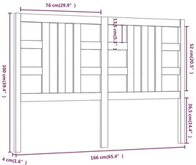 vidaXL Κεφαλάρι Κρεβατιού Γκρι 166 x 4 x 100 εκ. από Μασίφ Ξύλο Πεύκου