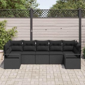 vidaXL Σετ Καναπέ με μαξιλάρι 7 pcs Μαύρο συνθετικό ρατάν