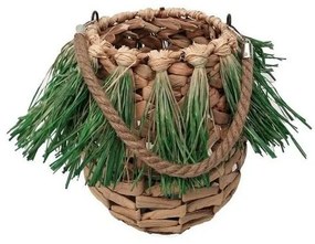 Φανάρι Ψάθινο Με Λαβή LUG105 S D18cm Beige-Green Espiel Metal,Wicker