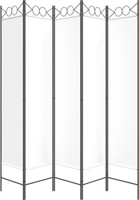 vidaXL Διαχωριστικό Δωματίου με 5 Πάνελ Λευκό 200x200 εκ. από Ύφασμα