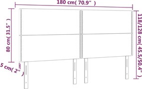 vidaXL Κεφαλάρι Κρεβατιού LED Μαύρο 180x5x118/128 εκ