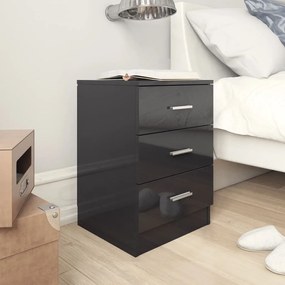 vidaXL Κομοδίνα 2 τεμ. Γυαλιστερό Μαύρο 38x35x56 εκ. από Μοριοσανίδα