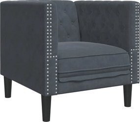 vidaXL Καναπές Chesterfield Σετ 3 Τεμ. με Στηρίγματα Σκ. Γκρι Βελούδο