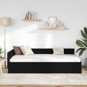 vidaXL Κρεβάτι Γωνίας Μαύρο 90 x 200 cm ύφασμα
