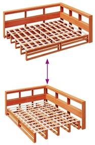 Κρεβάτι Βιβλιοθήκη Χωρίς Στρώμα 160x200 εκ Μασίφ Ξύλο Πεύκου - Καφέ