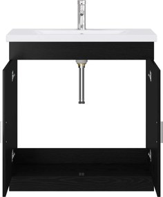 vidaXL Σετ Επίπλων Μπάνιου Μαύρη Δρυς 81 x 40 x 84,5 εκ