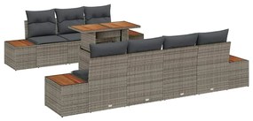 vidaXL Σετ Καναπέ Κήπου με μαξιλάρι 8 pcs Γκρι Πολυ ράταν
