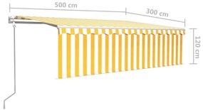 Τέντα Συρόμενη Αυτόματη με Σκίαστρο Κίτρινο / Λευκό 5 x 3 μ. - Κίτρινο