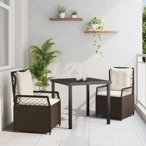vidaXL Σέτ φαγητού για κήπο 3 pcs Καφέ συνθετικό ρατάν