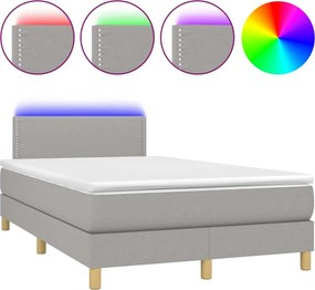 vidaXL Κρεβάτι Boxspring με Στρώμα &amp; LED Αν.Γκρι 120x200 εκ Υφασμάτινο