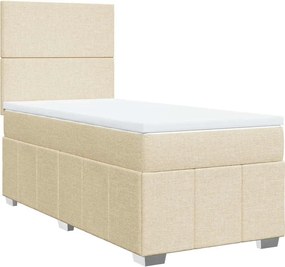 vidaXL Κρεβάτι Boxspring με Στρώμα Κρεμ 80 x 200 εκ. Υφασμάτινο