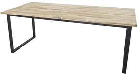 Τραπέζι Dallas 140, Μαύρο, Ανοιχτό χρώμα ξύλου, 75x90x200cm, 31 kg, Ξύλο, Μέταλλο, Ξύλο: Ξύλο Teak | Epipla1.gr