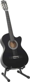 vidaXL Κιθάρα Western Classical Cutaway Σετ 12 Τεμ. 6 Χορδές Μαύρη 38"
