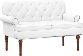 vidaXL Love seat με κουμπιά Λευκό 120 x 65 x 77 εκ Τεχνητό Δέρμα