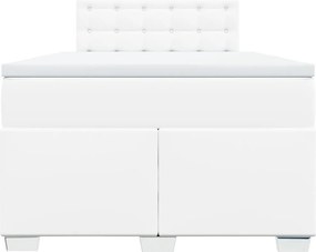 vidaXL Κρεβάτι Boxspring με Στρώμα Λευκό 120x200εκ.από Συνθετικό Δέρμα