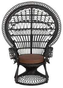 ΠΟΛΥΘΡΟΝΑ ROYAL PEACOCK  RATTAN ΜΑΥΡΟ-ΜΑΞΙΛΑΡΙ ΚΑΦΕ 114x72x150Yεκ.