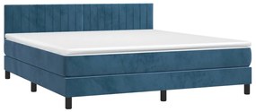 vidaXL Κρεβάτι Boxspring με Στρώμα Σκούρο Μπλε 160x200 εκ. Βελούδινο