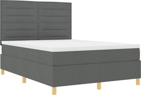 vidaXL LED Κρεβάτι με βάθρο Σκούρο Γκρι 140 x 200 cm ύφασμα