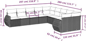 vidaXL Σετ Καναπέ Κήπου 10 τεμ. Μπεζ Συνθετικό Ρατάν με Μαξιλάρια